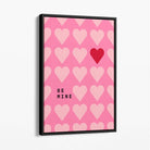 Be Mine Hearts Canvas Art Print with Black Float Frame