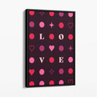 LOVE Hearts and Stars Canvas Art Print with Black Float Frame