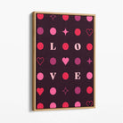 LOVE Hearts and Stars Canvas Art Print with Oak Float Frame