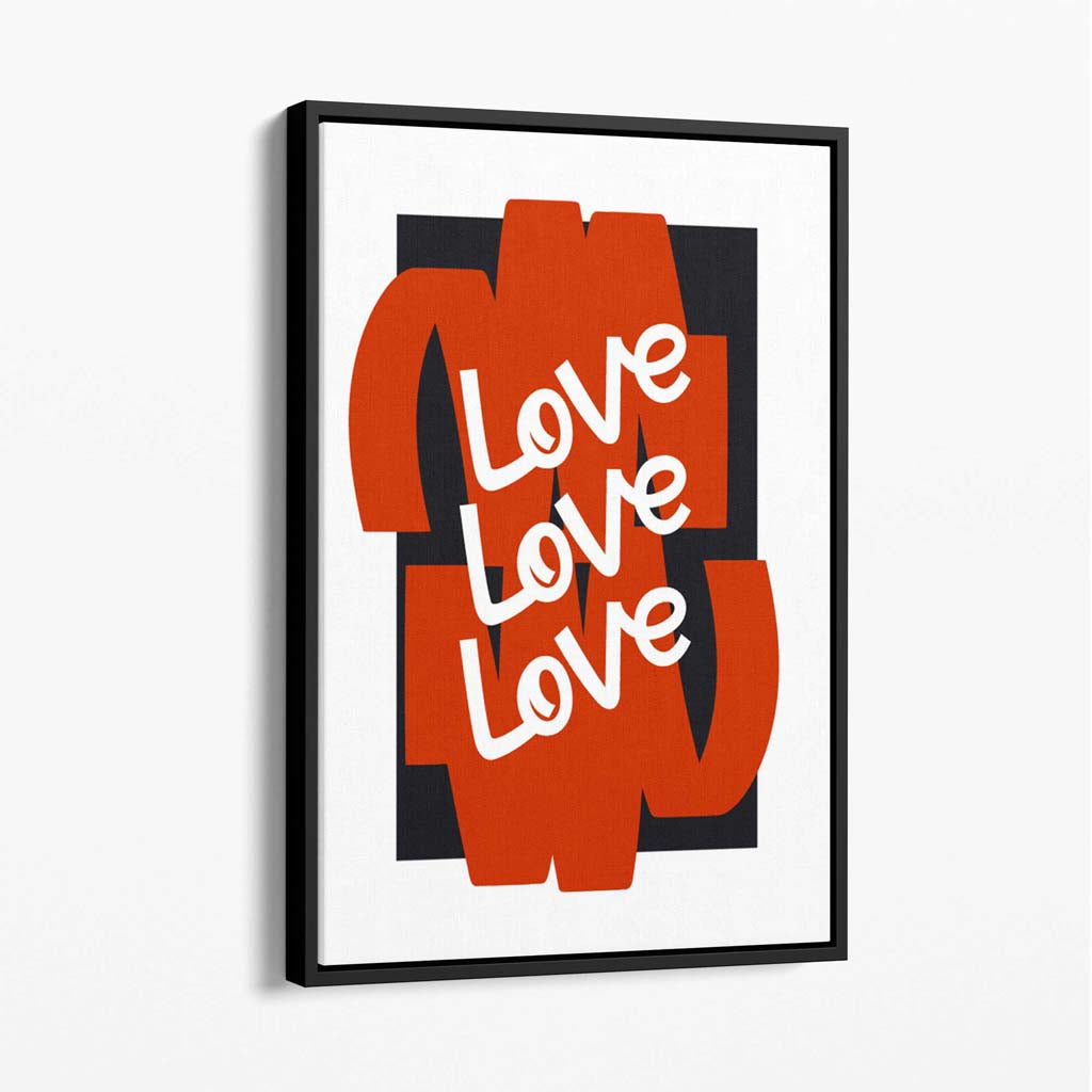 Love Love Love Canvas Art Print with Black Float Frame