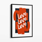 Love Love Love Canvas Art Print with Black Float Frame