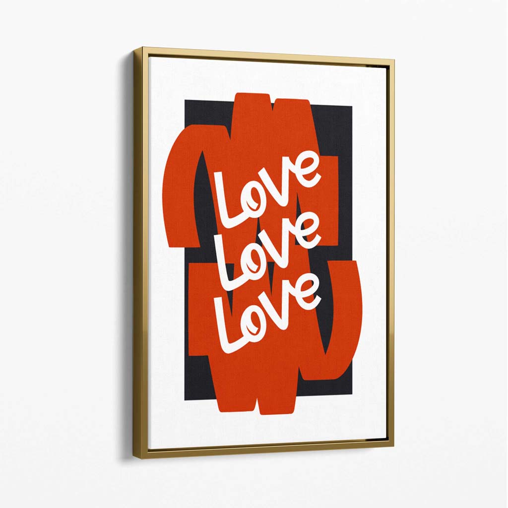 Love Love Love Canvas Art Print with Gold Float Frame