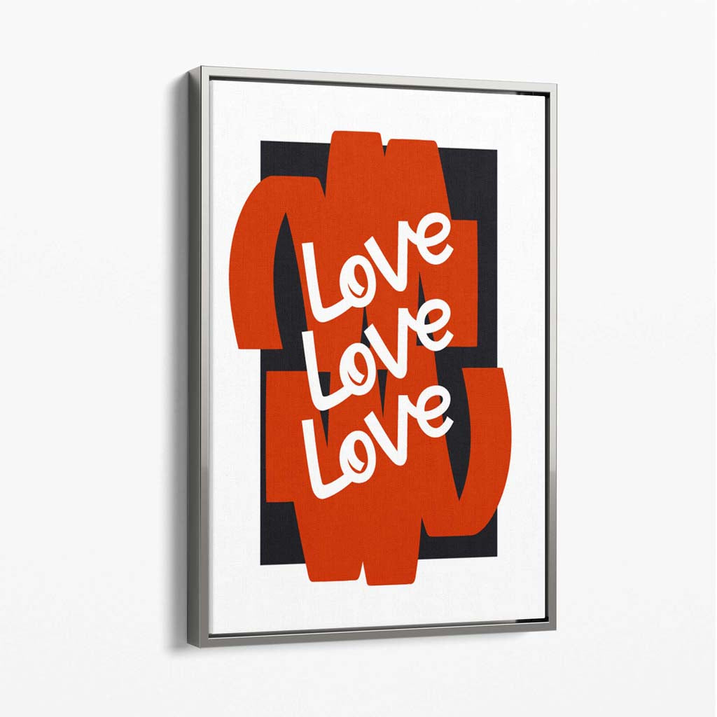 Love Love Love Canvas Art Print with Silver Float Frame