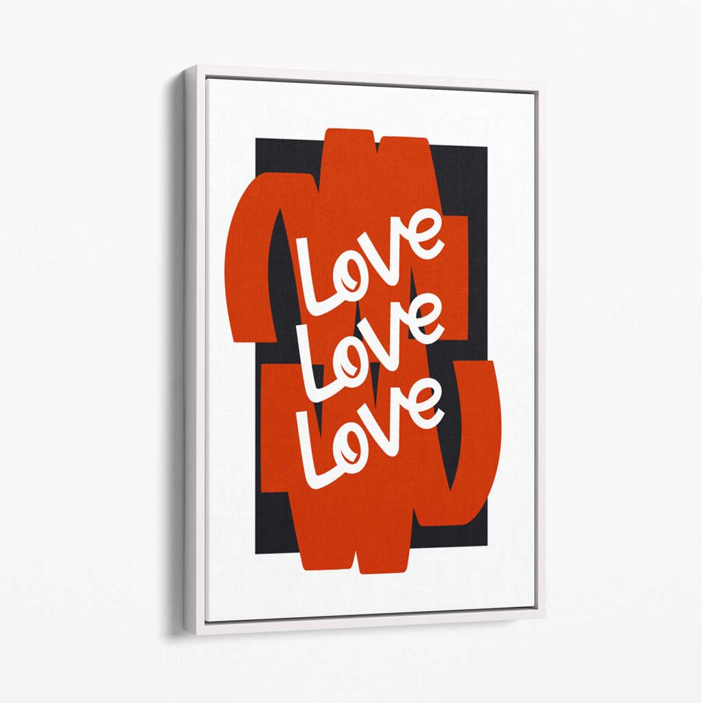 Love Love Love Canvas Art Print with White Float Frame