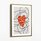 Retro Sketch Heart Sketch Canvas Art Print with Gold Float Frame