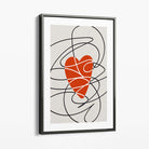 Retro Sketch Heart Sketch Canvas Art Print with Grey Float Frame