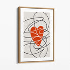 Retro Sketch Heart Sketch Canvas Art Print with Oak Float Frame