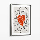 Retro Sketch Heart Sketch Canvas Art Print with Silver Float Frame