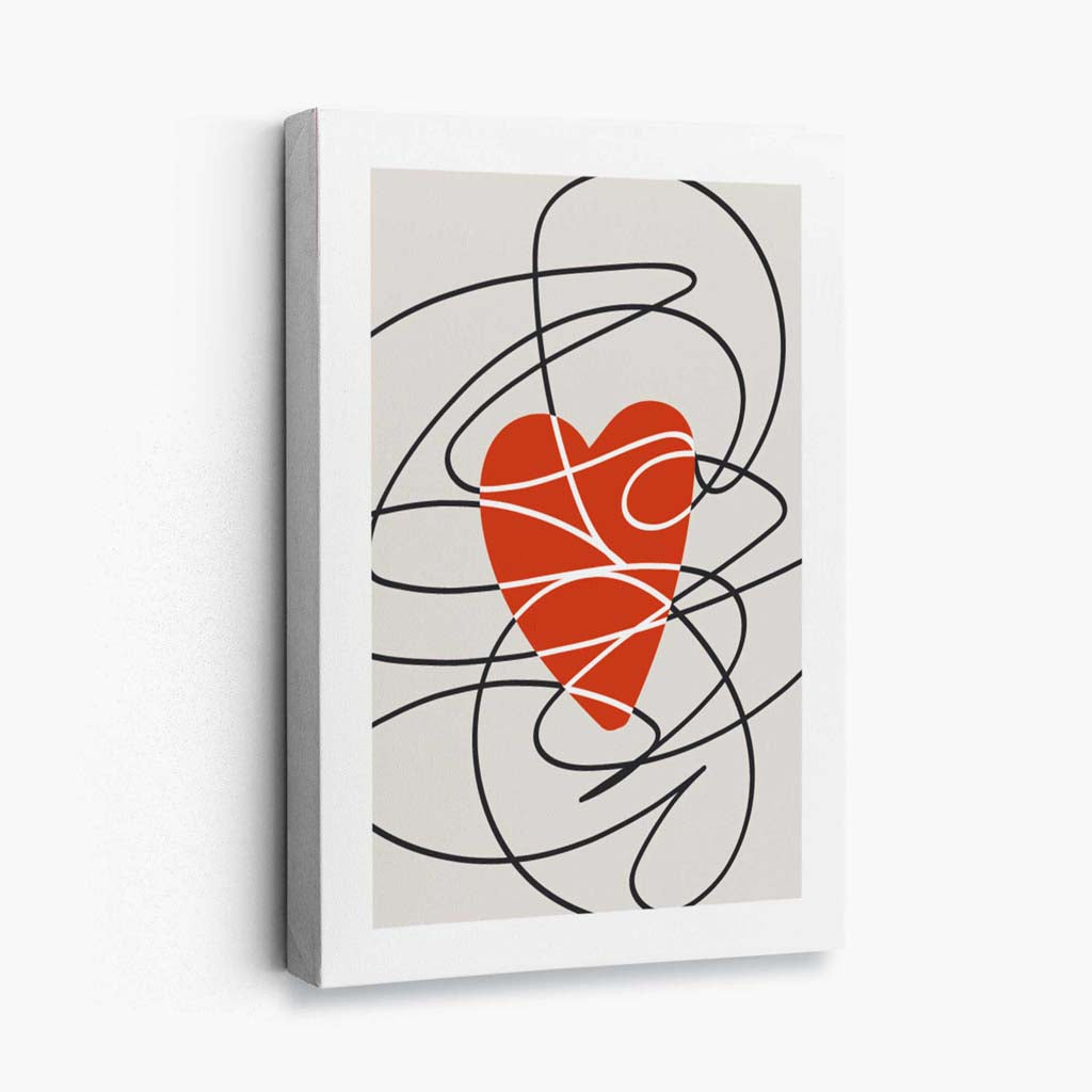 Retro Sketch Heart Sketch Canvas Art Print