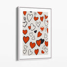 Sketch Love Hearts Canvas Art Print with White Float Frame