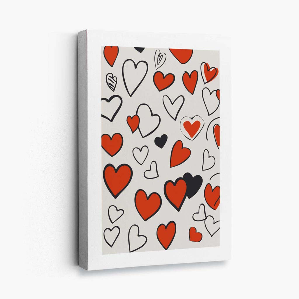 Sketch Love Hearts Canvas Art Print