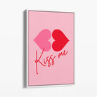 Kiss Me Heart Lips Canvas Art Print with White Float Frame