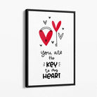 Key to my Heart Canvas Art Print with Black Float Frame