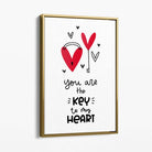 Key to my Heart Canvas Art Print with Gold Float Frame