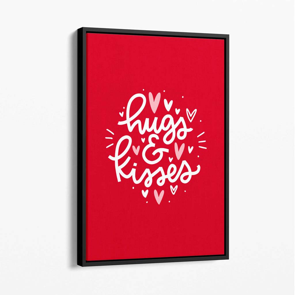 Hugs and Kisses Canvas Art Print with Black Float Frame