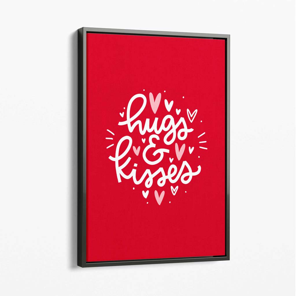 Hugs and Kisses Canvas Art Print with Grey Float Frame