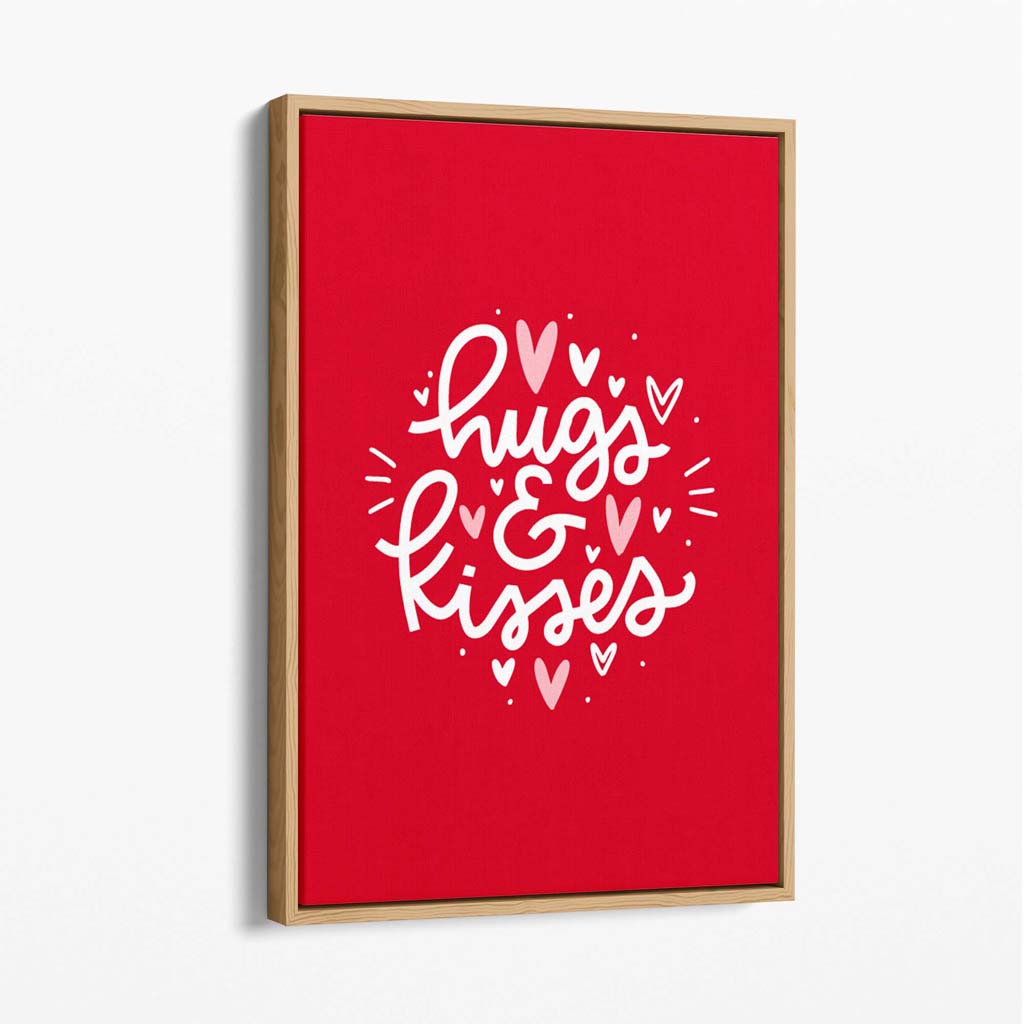 Hugs and Kisses Canvas Art Print with Oak Float Frame