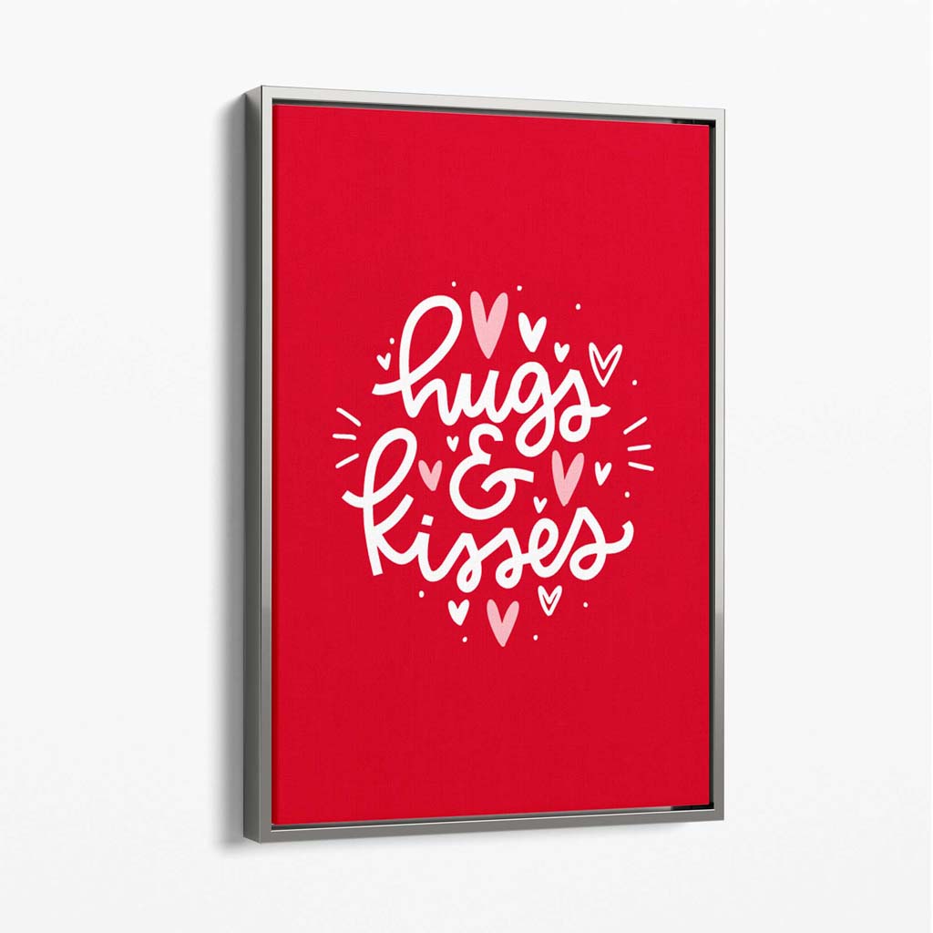 Hugs and Kisses Canvas Art Print with Silver Float Frame