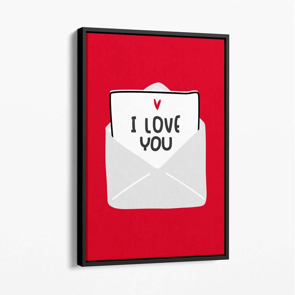 Love Letter Canvas Art Print with Black Float Frame