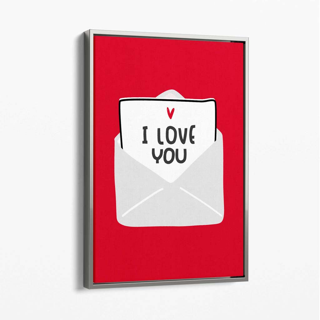 Love Letter Canvas Art Print with Silver Float Frame