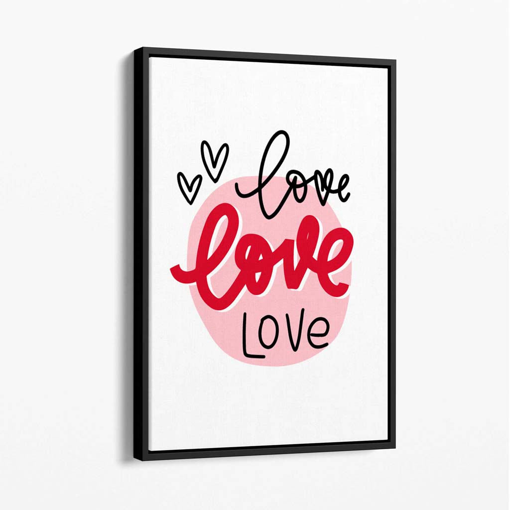 Circle of Love Canvas Art Print with Black Float Frame