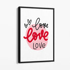 Circle of Love Canvas Art Print with Black Float Frame