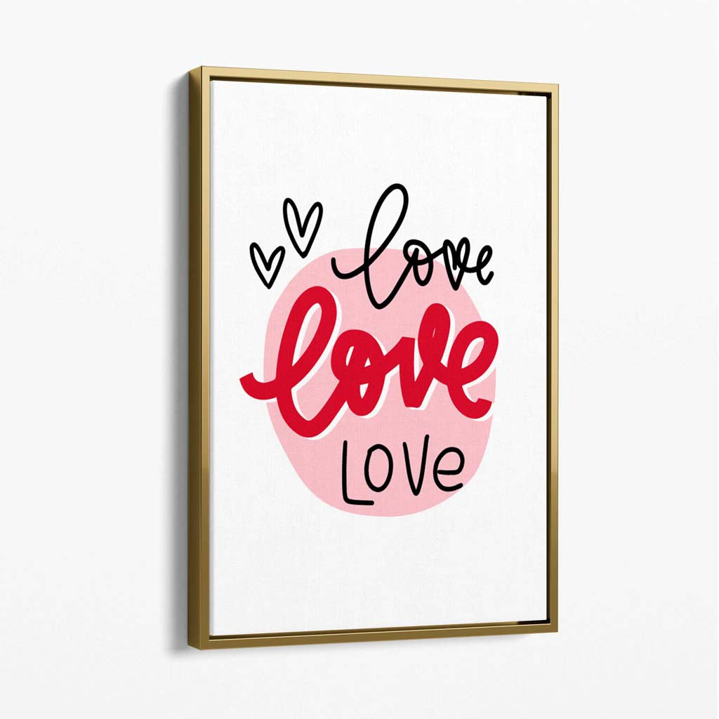 Circle of Love Canvas Art Print with Gold Float Frame