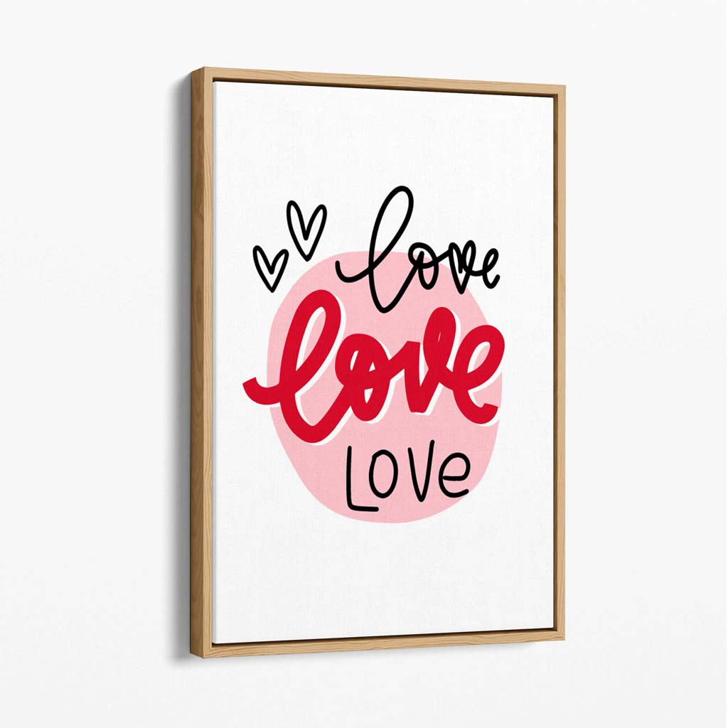 Circle of Love Canvas Art Print with Oak Float Frame