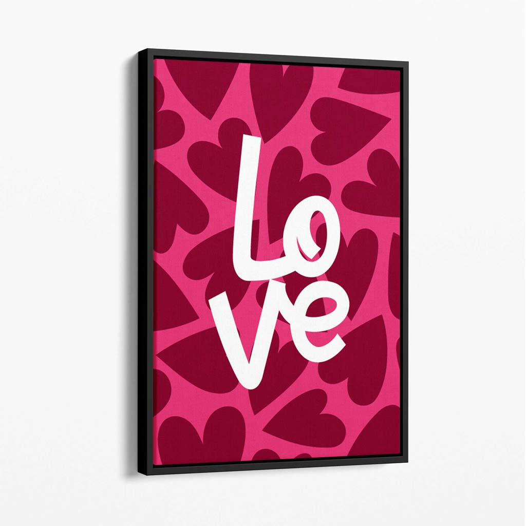 Hearts of Love Canvas Art Print with Black Float Frame