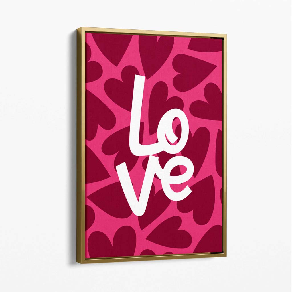 Hearts of Love Canvas Art Print with Gold Float Frame