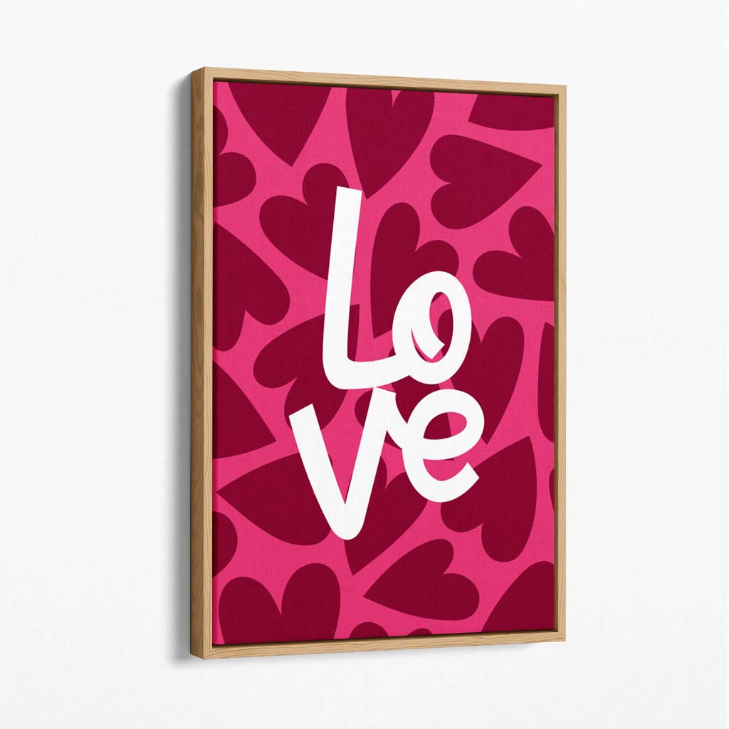 Hearts of Love Canvas Art Print with Oak Float Frame