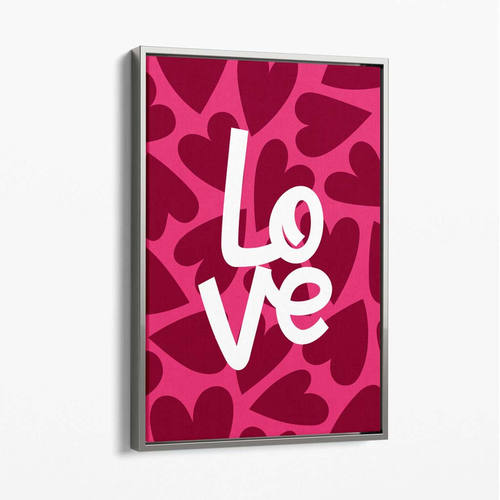 Hearts of Love Canvas Art Print with Silver Float Frame