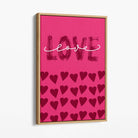 Love with Hearts Pink Canvas Art Print with Oak Float Frame