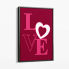 Love Quote Heart Canvas Art Print with Grey Float Frame