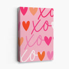 XOXO Pink Colourful Hearts Canvas Art Print