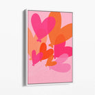 Pink Colourful Heart Balloons Canvas Art Print with White Float Frame