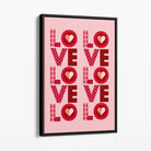 Retro Patterned Lots of LOVE  Canvas Art Print with Black Float Frame