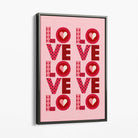 Retro Patterned Lots of LOVE  Canvas Art Print with Grey Float Frame