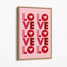 Retro Patterned Lots of LOVE  Canvas Art Print with Oak Float Frame