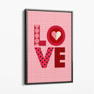 Retro Patterned LOVE  Canvas Art Print with Grey Float Frame