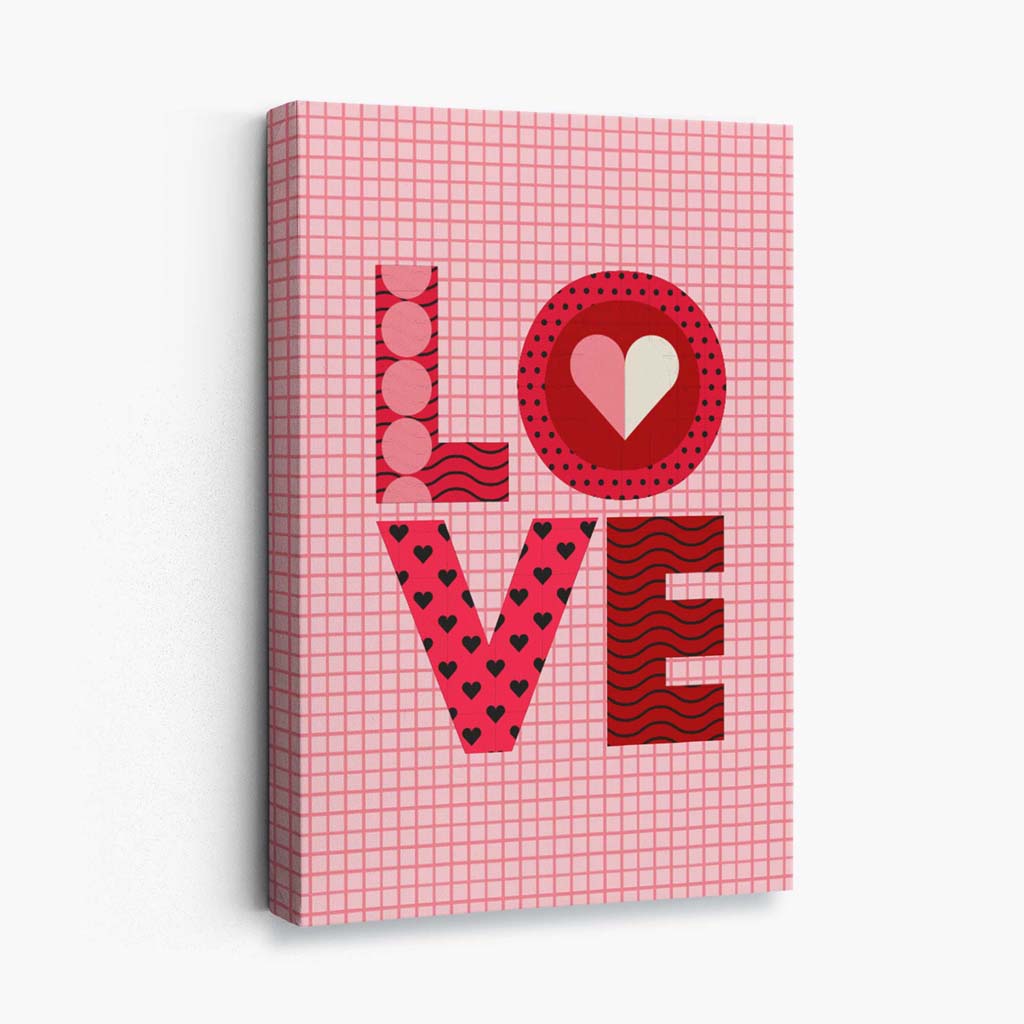 Retro Patterned LOVE  Canvas Art Print