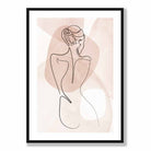 Coral Pink Abstract Line Art Female Fashion Art Poster No 2