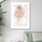 Coral Pink Abstract Line Art Female Fashion Art Poster No 2