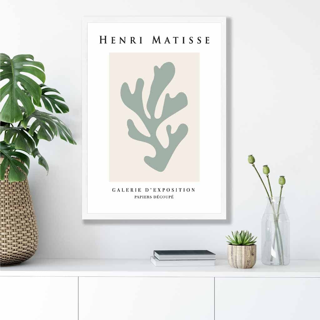 Mid Century Modern Matisse Galerie Floral Poster No 3 in Green