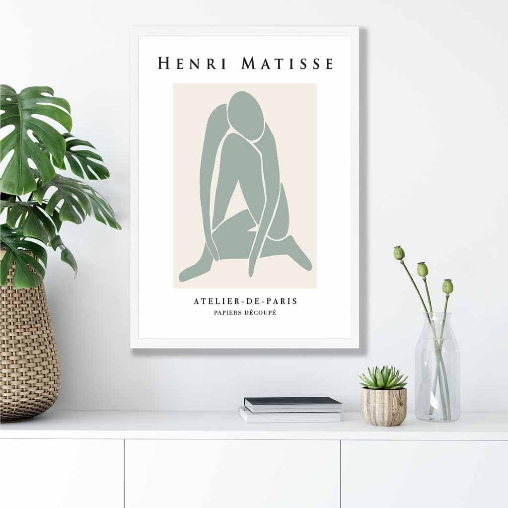 Mid Century Modern Matisse Female Nude in Sage Green No 2