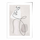 Grey Beige Abstract Line Art Female Face Art Poster No 3