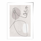 Grey Beige Abstract Line Art Female Face Art Poster No 1