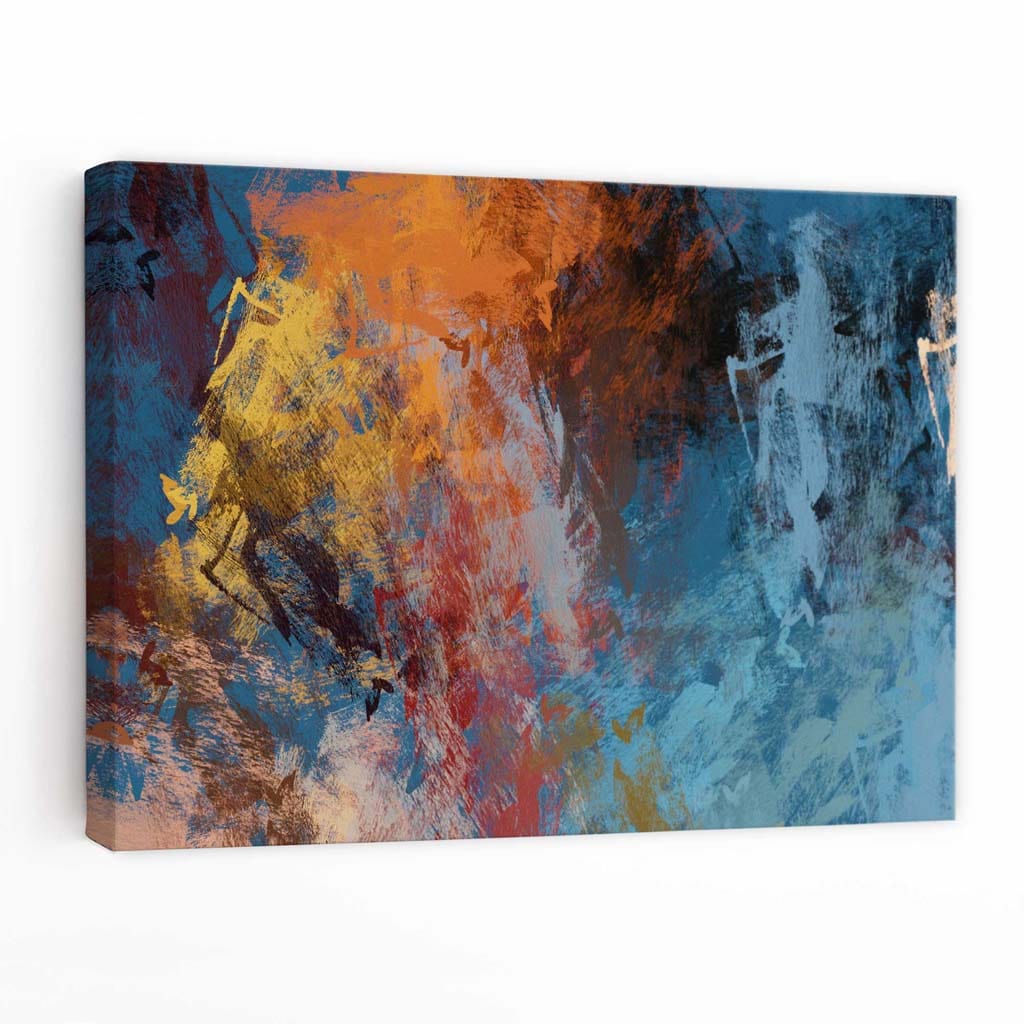 Abstract Blue and Orange Canvas Wall Art – Artze Wall Art