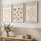 Luxury Home Decor featuring a Set of 3 Matisse Floral Neutral Beige Art Prints in Oak Frames | Artze UK