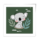 Cute Koala Poster on Dark Green Jungle Kids Wall Art